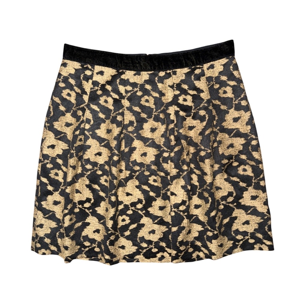 Ann Taylor Loft Floral Jacquard Pleated Mini Skirt Dark Academia Coquette Velvet